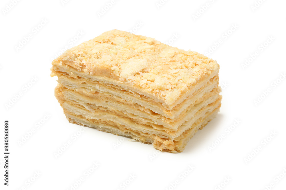 Piece of delicious Napoleon cake isolated on white background Piece of delicious Napoleon cake isolated on white background