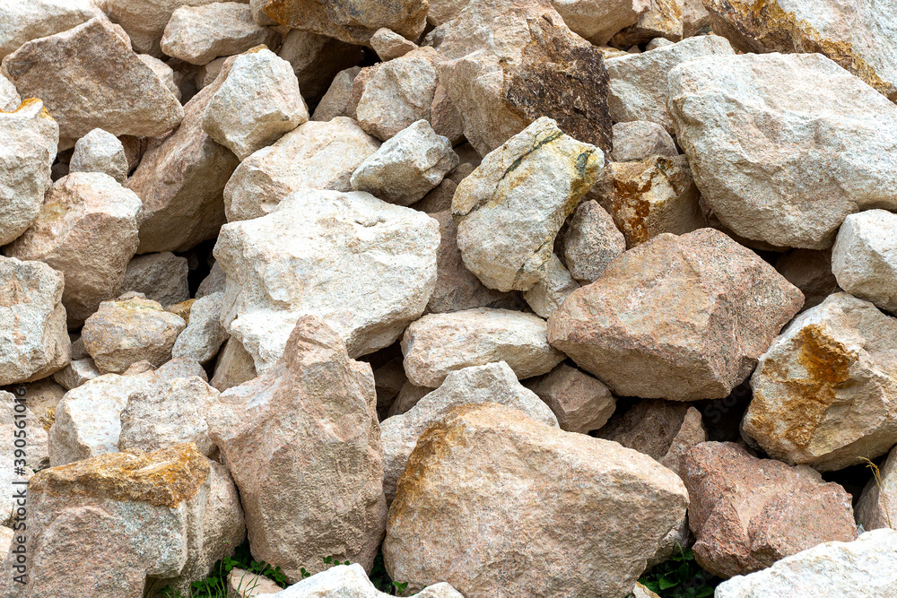 Mountain stone used in the construction of various buildings and territories.