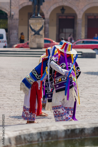 Traditional dance of the old men in the main square of Morelia, Mexico