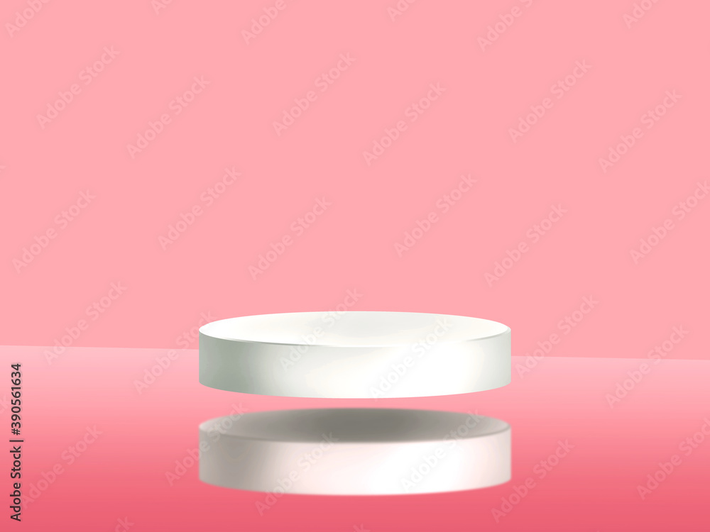 Mockup the abstract geometric white podium for product presentation, pink background, 3d render, 3d illustration Mockup the abstract geometric white podium for product presentation, pink background, 3d render, 3d illustration