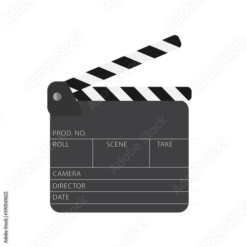 Movie clapperboard icon. Flat illustration of movie clapper board vector icon for web design
