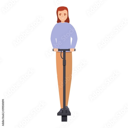 Summer girl on electric scooter icon. Cartoon of summer girl on electric scooter vector icon for web design isolated on white background