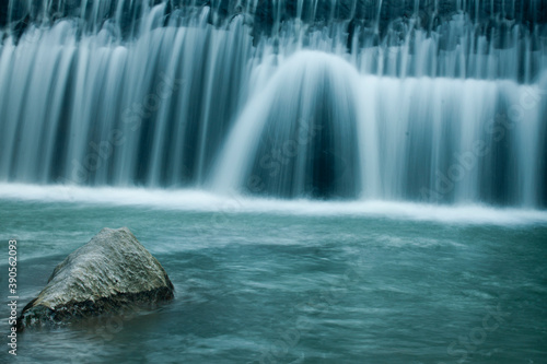 Landscape view of waterfall in winter