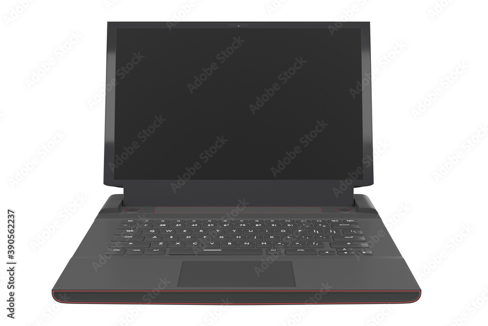 3d rendering of modern gaming laptop with rgb lights isolated on white 3d rendering of modern gaming laptop with rgb lights isolated on white