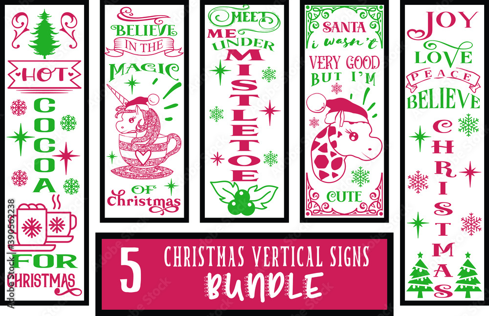 Naklejka premium Christmas Vertical Porch Signs Bundle vol 5