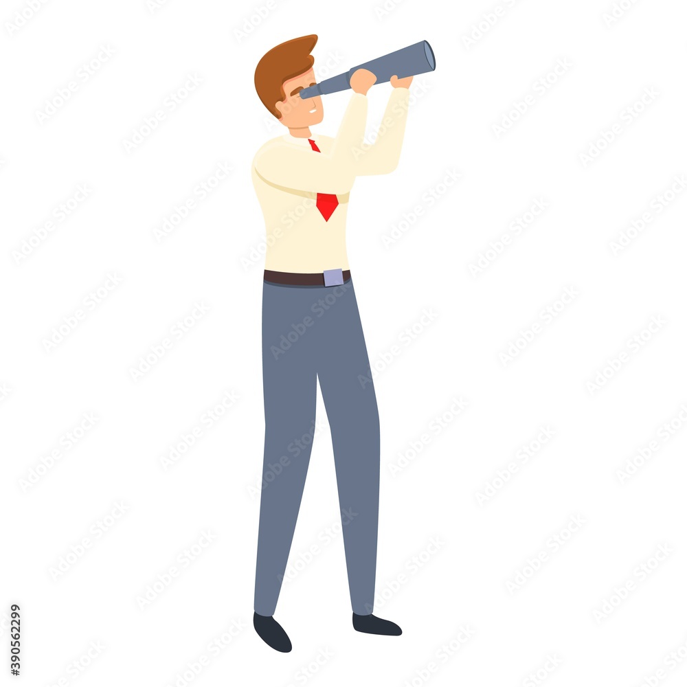 Successful businessman spyglass icon. Cartoon of successful businessman spyglass vector icon for web design isolated on white background Successful businessman spyglass icon. Cartoon of successful businessman spyglass vector icon for web design isolated on white background