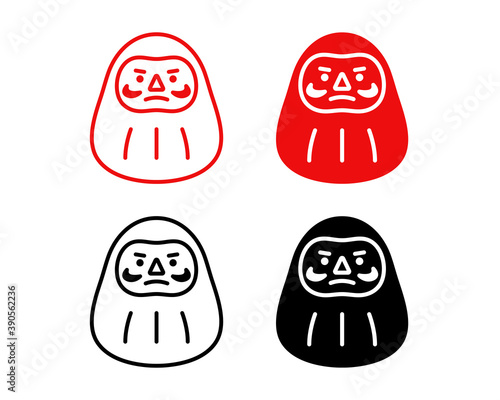 ダルマのアイコンのセット／イラスト／シンプル／かわいい／達磨／日本／年賀素材／年賀状／正月