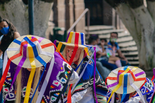 Traditional dance of the old men in the main square of Morelia, Mexico