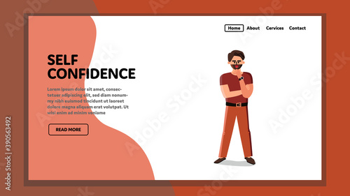Self Confidence Bearded Stylish Businessman Vector Illustration