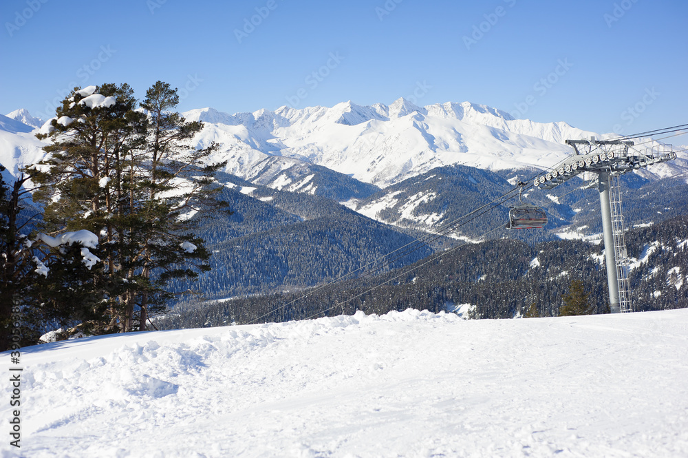 Panoramic view of sport resort for winter vacation.