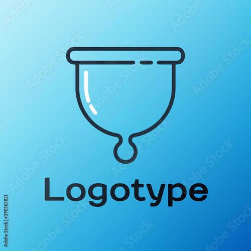 Line Menstrual cup icon isolated on blue background. Feminine hygiene. Protection for woman in critical days. Colorful outline concept. Vector.