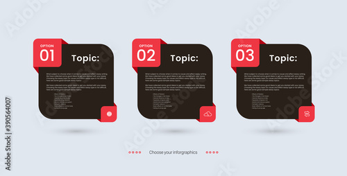 Vector infographic three options,  infographic 3 levels pricing plan banners, infographic template for Marketing presentation slide, Business labels concept, 3 options, parts, steps, processes.