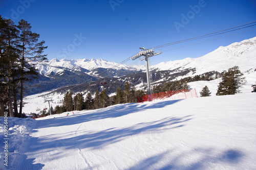 Panoramic view of sport resort for winter vacation.