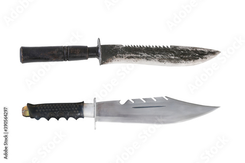 Two Knife for hiking or Knife for entering the forest isolated on white with clipping path included