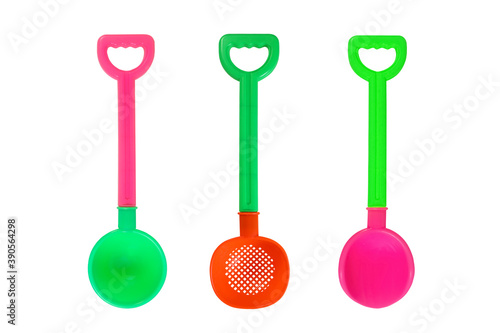 plastic for baby toy shovel or scoop isolated on white background with clipping path