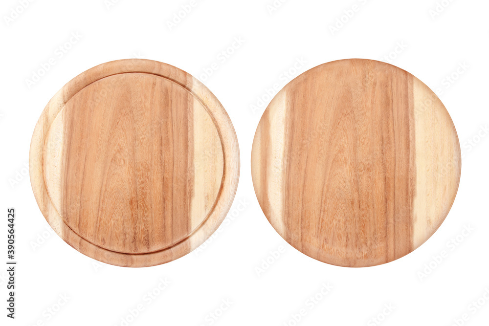 Round chopping board. Isolated on white background with clipping path