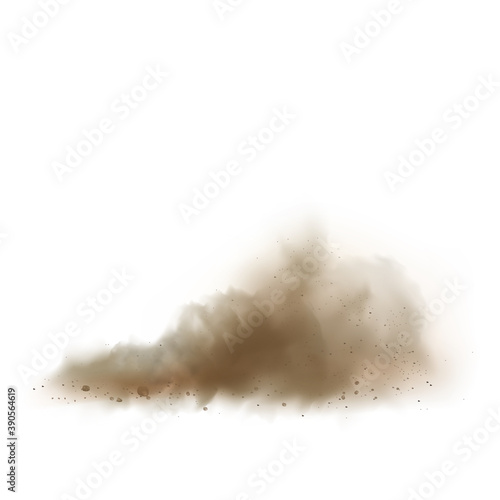Dust Cloud On Road From Vehicle Or Bike Vector