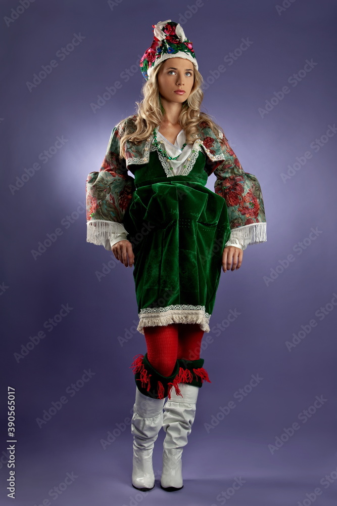 beautiful  russian girl in folk costume
