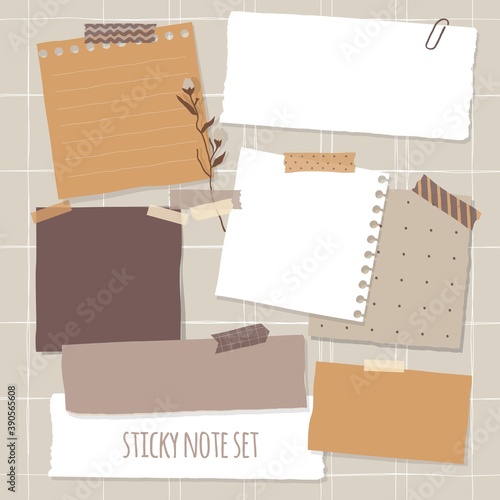 Collection of various notes paper. Colorful sticky note.