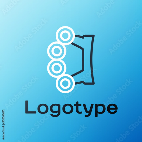 Line Brass knuckles icon isolated on blue background. Colorful outline concept. Vector.