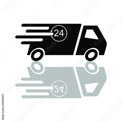 Fast delivery truck icon, express delivery. vector illustration