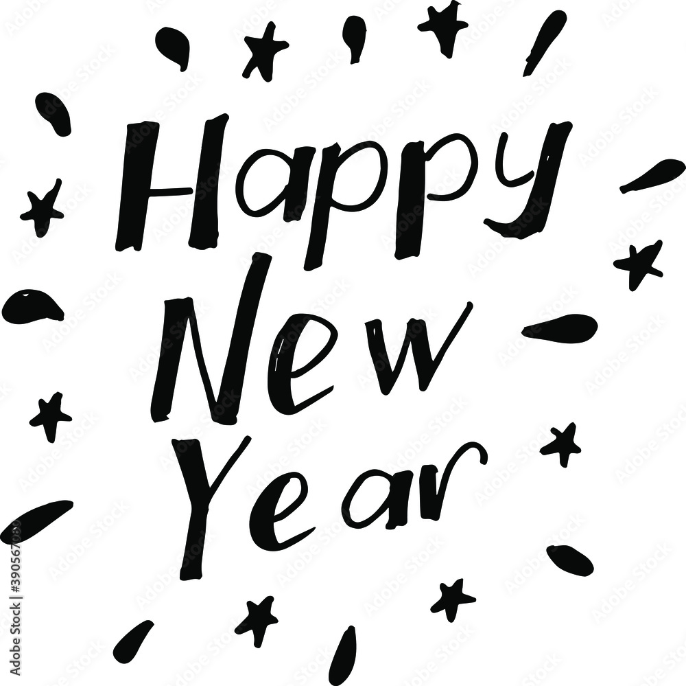 Happy new year inscription and splashes around. Happy new year inscription and splashes around.