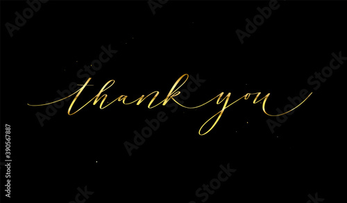 Thank you golden calligraphy design for cards