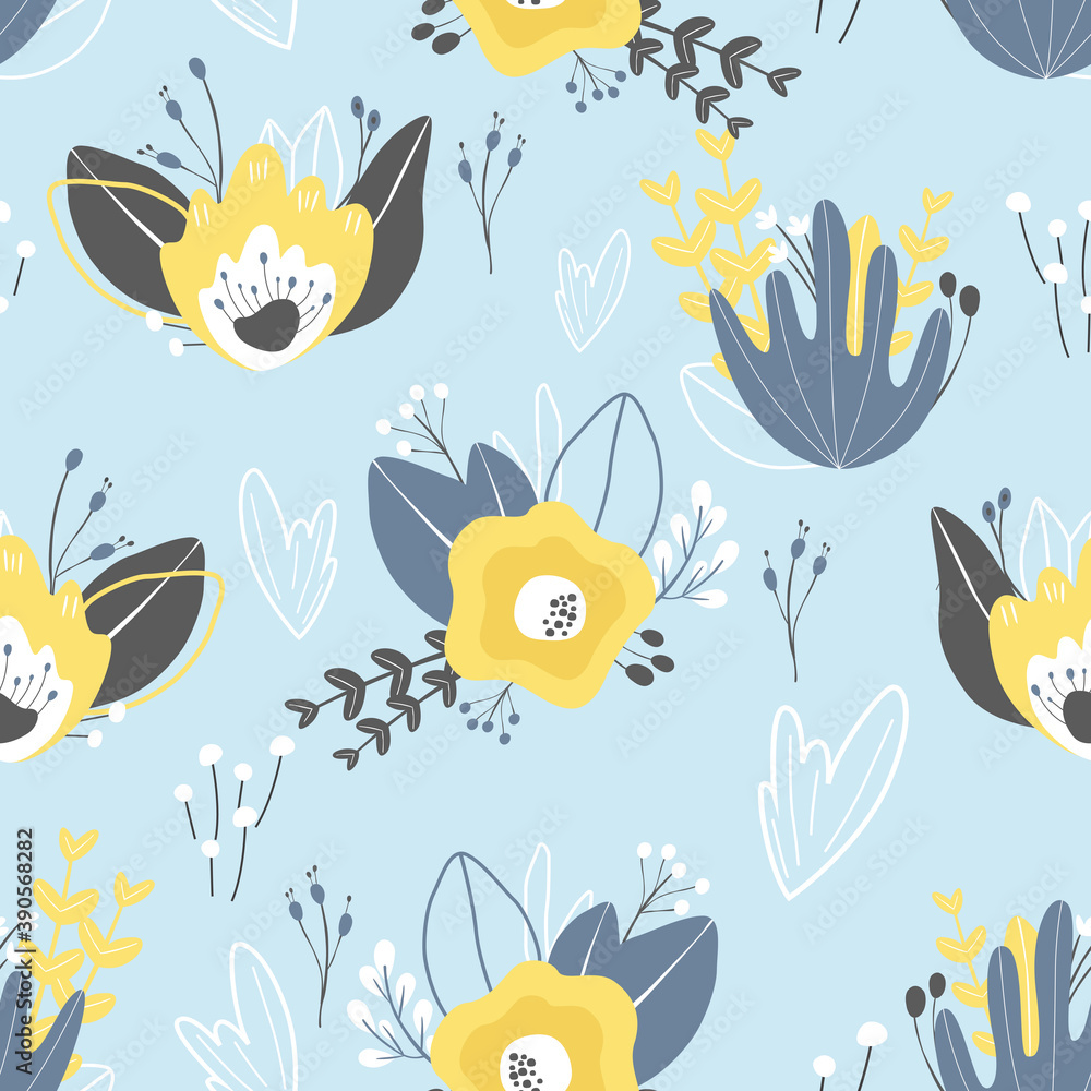 Naklejka premium Vector modern seamless pattern in floral style