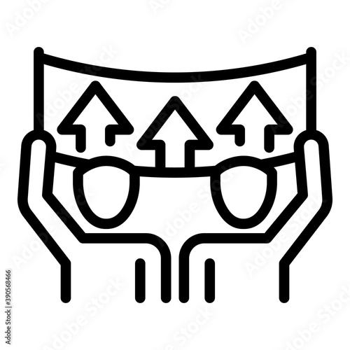 Group banner agitation icon. Outline group banner agitation vector icon for web design isolated on white background