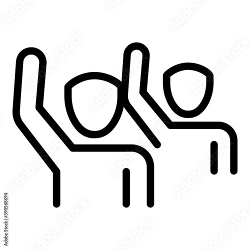 Young people agitation icon. Outline young people agitation vector icon for web design isolated on white background