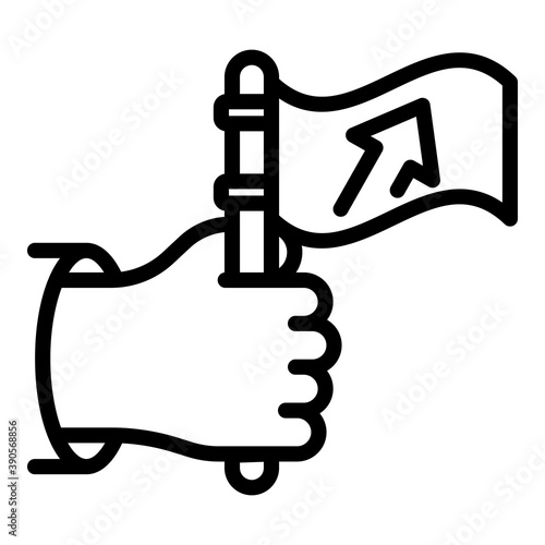 Hand flag agitation icon. Outline hand flag agitation vector icon for web design isolated on white background