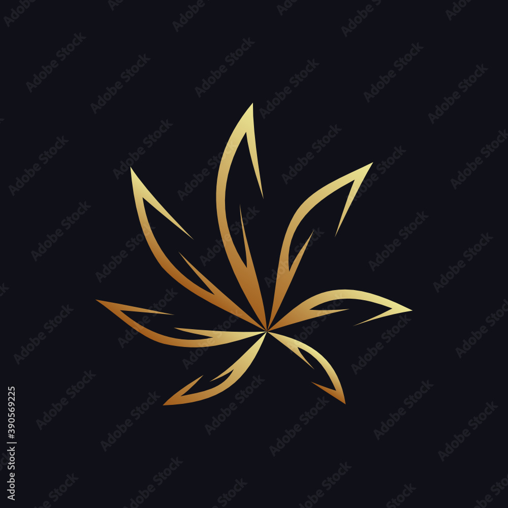 Golden cannabis as a logo design. Illustration of golden cannabis as a logo design on a black background Golden cannabis as a logo design. Illustration of golden cannabis as a logo design on a black background