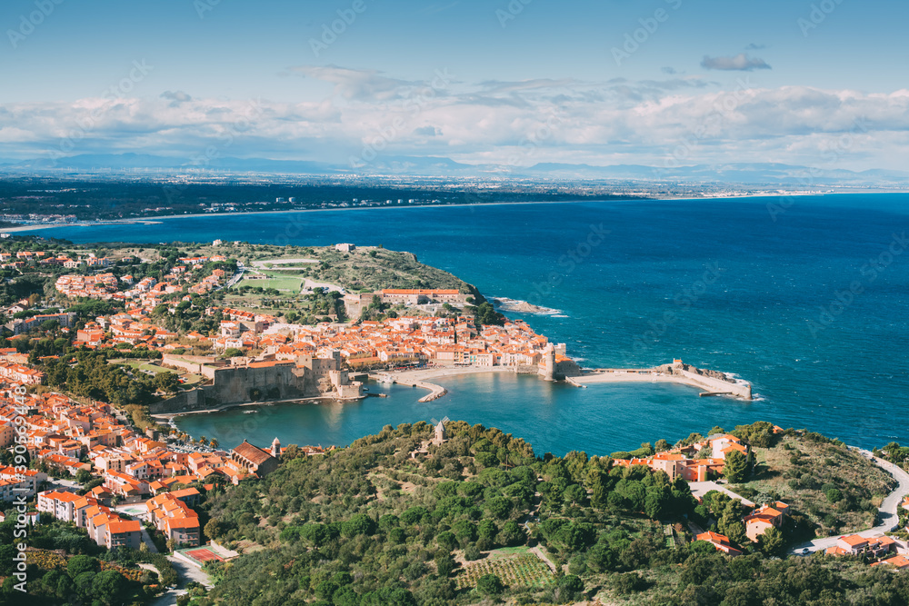 Panoramic view to Collioure, Catalonia, France