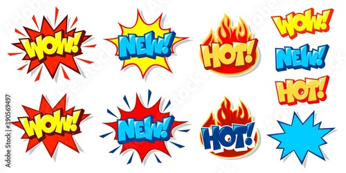 Words Hot Wow New Sale Price Offer Deal Vector Labels Templates