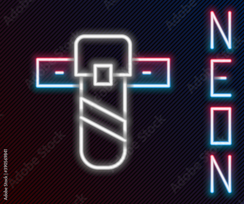 Glowing neon line Knife holster icon isolated on black background. Colorful outline concept. Vector.