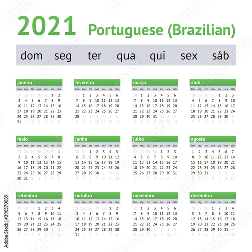 2021 Portuguese American Calendar. Weeks start on Sunday