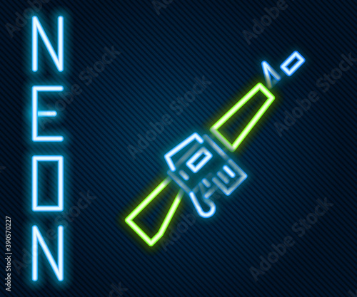 Glowing neon line M16A1 rifle icon isolated on black background. US Army M16 rifle. Colorful outline concept. Vector.