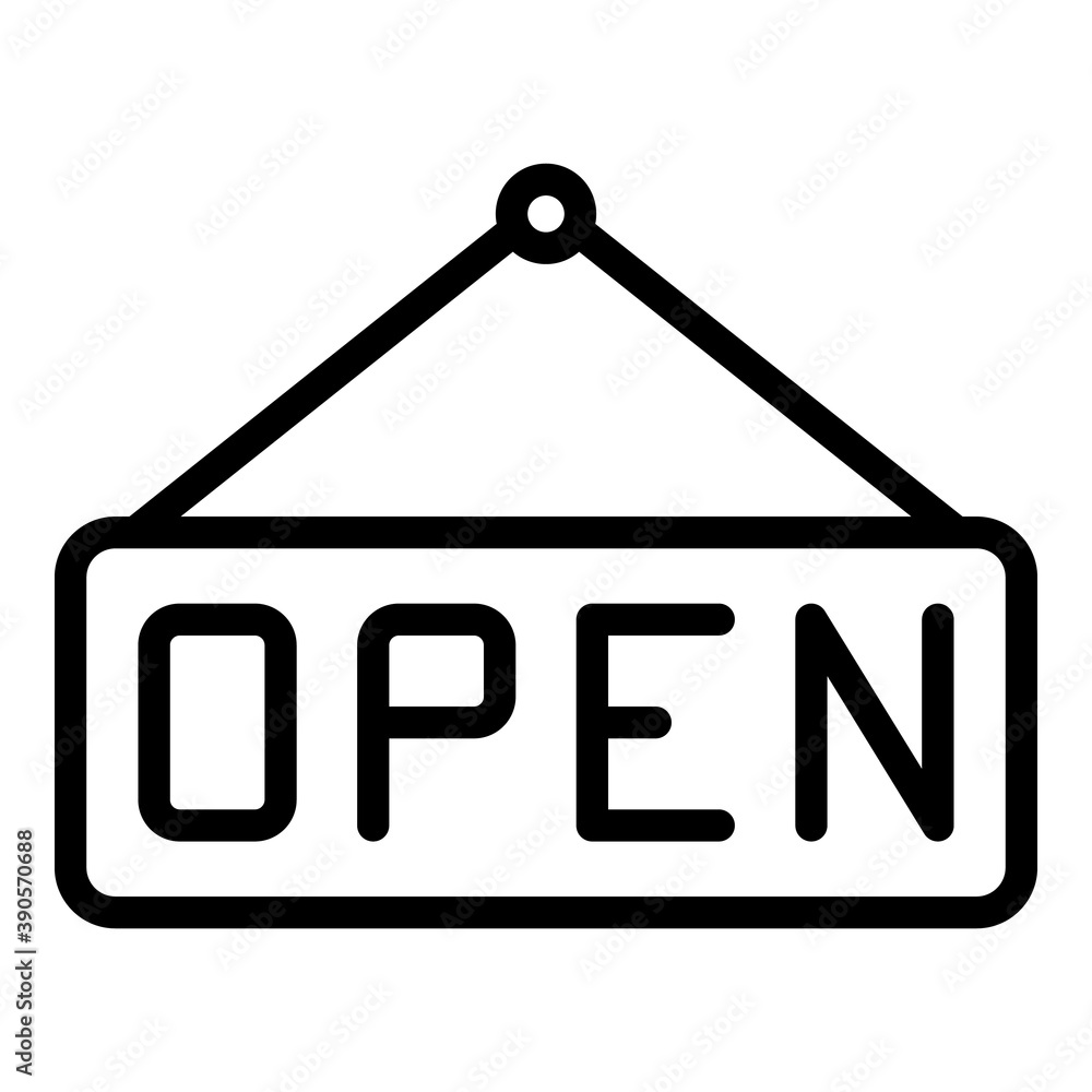 Open restaurant board icon. Outline open restaurant board vector icon for web design isolated on white background Open restaurant board icon. Outline open restaurant board vector icon for web design isolated on white background