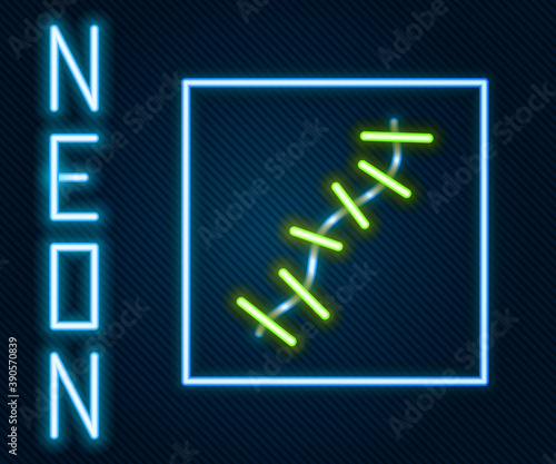 Glowing neon line Scar with suture icon isolated on black background. Colorful outline concept. Vector.