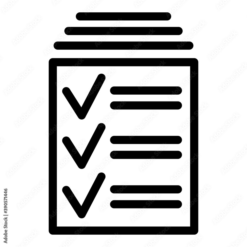 Done papers icon. Outline done papers vector icon for web design isolated on white background Done papers icon. Outline done papers vector icon for web design isolated on white background