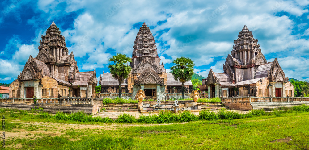 Panorama of Suwannaram Temple Patong near Thaweesin Hot Spring, Chiang Rai Province, Thailand