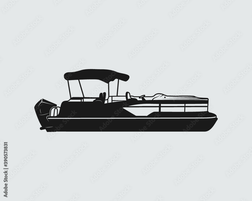 Pontoon Boat Sign Symbol Icon Logo Printable Vector Illustration - obrazy, fototapety, plakaty 