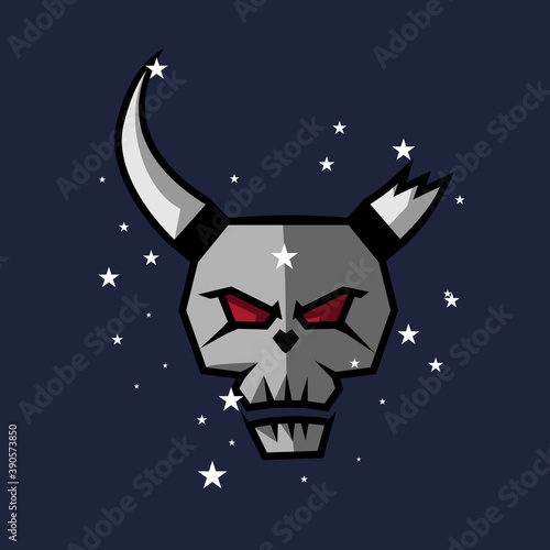 Viking Skull Logo Design Vector