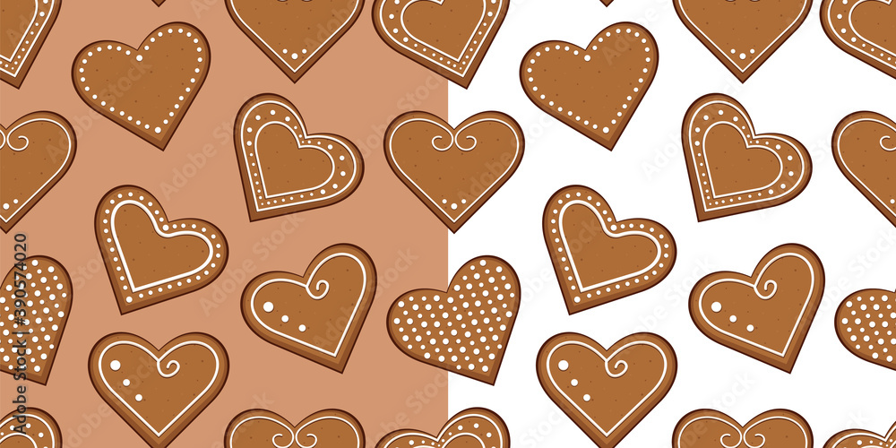 Seamless pattern with gingerbread hearts. Vector Illustration. Seamless pattern with gingerbread hearts. Vector Illustration.