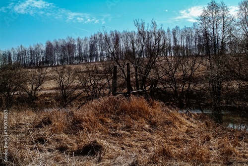 old broken bridge over the river