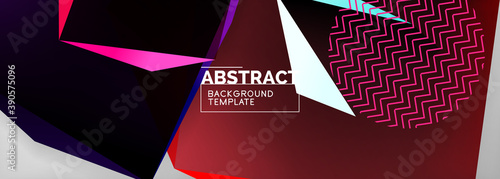Low poly 3d geometric shapes, minimal abstract background. Vector illustrations for covers, banners, flyers and posters and other