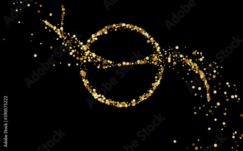 Gold Sparkle Glamour Vector Black Background. 