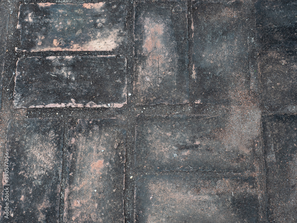 Obraz premium Old cement ground turned black cover with dirt