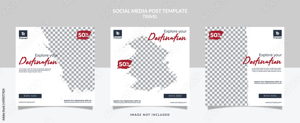 Set of social media travel post template Set of social media travel post template