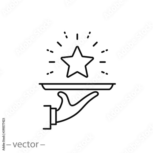 special offer icon, premium waiter concept, best quality service, bonus for vip customer, thin line symbol on white background - editable stroke vector illustration eps 10